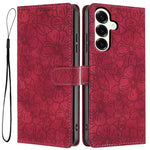 Custodia per telefono in pelle con motivo a fiori di ciliegio in rilievo, For Samsung Galaxy S25+ 5G, For Samsung Galaxy S25 Ultra 5G, For Samsung Galaxy S24 FE 5G