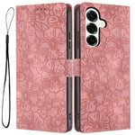 Custodia per telefono in pelle con motivo a fiori di ciliegio in rilievo, For Samsung Galaxy S25+ 5G, For Samsung Galaxy S25 Ultra 5G, For Samsung Galaxy S24 FE 5G
