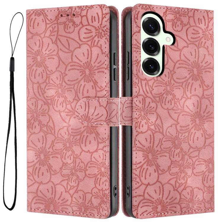 Custodia per telefono in pelle con motivo a fiori di ciliegio in rilievo, For Samsung Galaxy S25+ 5G, For Samsung Galaxy S25 Ultra 5G, For Samsung Galaxy S24 FE 5G