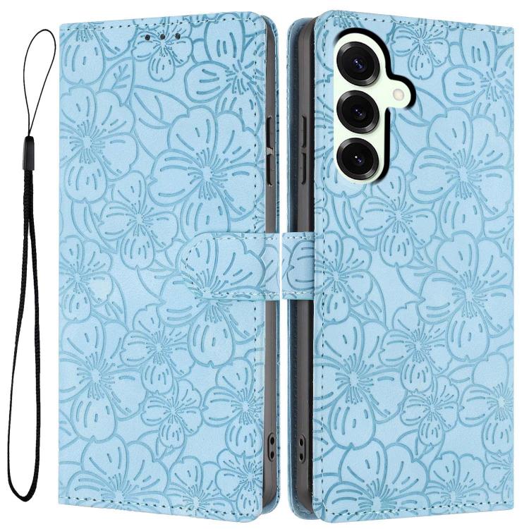 Custodia per telefono in pelle con motivo a fiori di ciliegio in rilievo, For Samsung Galaxy S25+ 5G, For Samsung Galaxy S25 Ultra 5G, For Samsung Galaxy S24 FE 5G