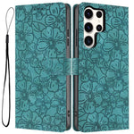 Custodia per telefono in pelle con motivo a fiori di ciliegio in rilievo, For Samsung Galaxy S24 Ultra 5G, For Samsung Galaxy S24+ 5G, For Samsung Galaxy S24 5G