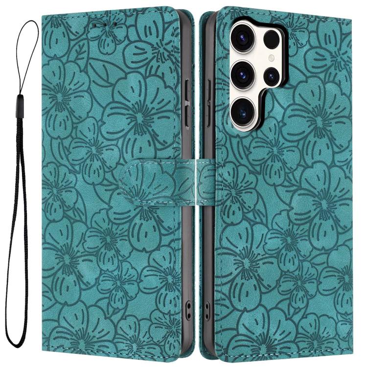 Custodia per telefono in pelle con motivo a fiori di ciliegio in rilievo, For Samsung Galaxy S24 Ultra 5G, For Samsung Galaxy S24+ 5G, For Samsung Galaxy S24 5G