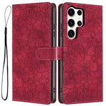 Custodia per telefono in pelle con motivo a fiori di ciliegio in rilievo, For Samsung Galaxy S24 Ultra 5G, For Samsung Galaxy S24+ 5G, For Samsung Galaxy S24 5G