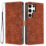 Custodia per telefono in pelle con motivo a fiori di ciliegio in rilievo, For Samsung Galaxy S24 Ultra 5G, For Samsung Galaxy S24+ 5G, For Samsung Galaxy S24 5G