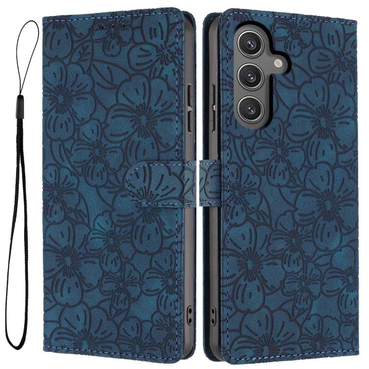 Custodia per telefono in pelle con motivo a fiori di ciliegio in rilievo, For Samsung Galaxy S24 Ultra 5G, For Samsung Galaxy S24+ 5G, For Samsung Galaxy S24 5G