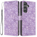 Custodia per telefono in pelle con motivo a fiori di ciliegio in rilievo, For Samsung Galaxy S25+ 5G, For Samsung Galaxy S25 Ultra 5G, For Samsung Galaxy S24 FE 5G