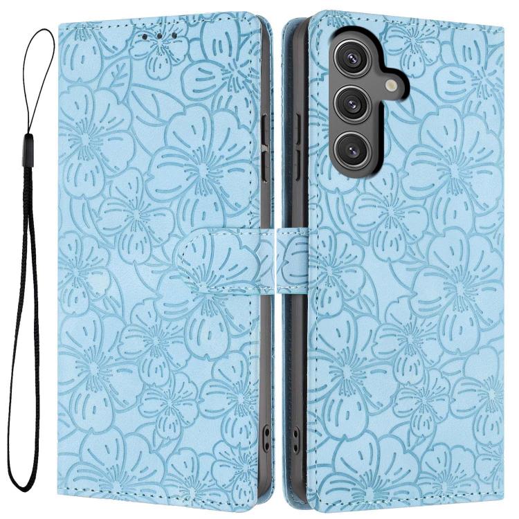 Custodia per telefono in pelle con motivo a fiori di ciliegio in rilievo, For Samsung Galaxy S23 FE 5G, For Samsung Galaxy S23 Ultra 5G, For Samsung Galaxy S23+ 5G