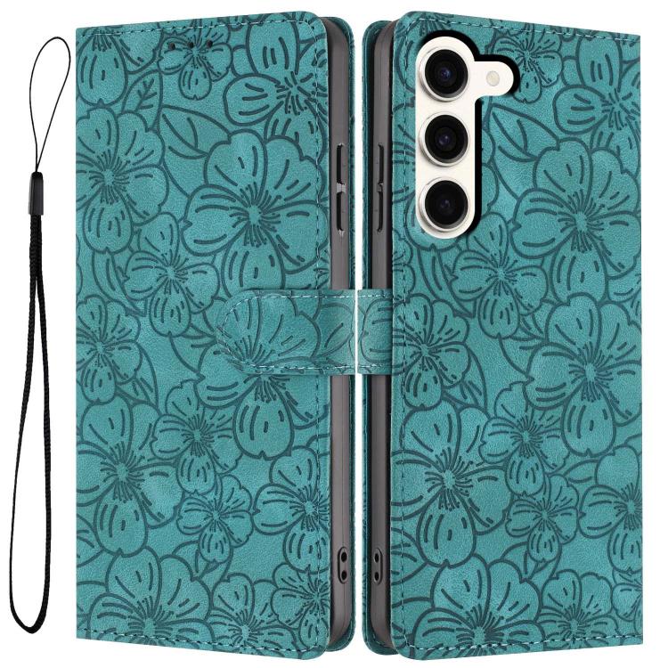 Custodia per telefono in pelle con motivo a fiori di ciliegio in rilievo, For Samsung Galaxy S23 FE 5G, For Samsung Galaxy S23 Ultra 5G, For Samsung Galaxy S23+ 5G