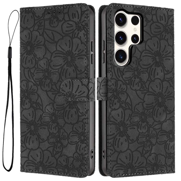 Custodia per telefono in pelle con motivo a fiori di ciliegio in rilievo, For Samsung Galaxy S23 FE 5G, For Samsung Galaxy S23 Ultra 5G, For Samsung Galaxy S23+ 5G