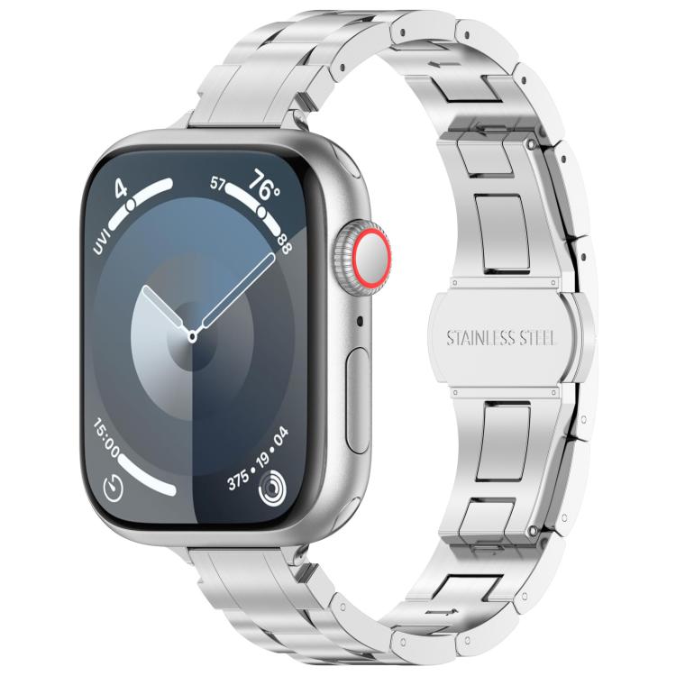 Cinturino per orologio in lega di titanio con fibbia a farfalla a tre perline, vestibilità aderente., For Apple Watch 46mm / 49mm / 45mm / 44mm, For Apple Watch 42mm / 41mm / 40mm / 38mm