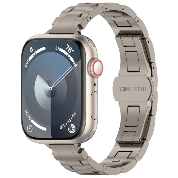Cinturino per orologio in lega di titanio con fibbia a farfalla a tre perline, vestibilità aderente., For Apple Watch 46mm / 49mm / 45mm / 44mm, For Apple Watch 42mm / 41mm / 40mm / 38mm