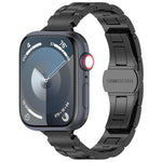 Cinturino per orologio in lega di titanio con fibbia a farfalla a tre perline, vestibilità aderente., For Apple Watch 46mm / 49mm / 45mm / 44mm, For Apple Watch 42mm / 41mm / 40mm / 38mm