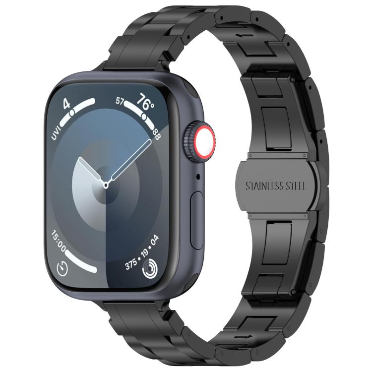 Cinturino per orologio in lega di titanio con fibbia a farfalla a tre perline, vestibilità aderente., For Apple Watch 46mm / 49mm / 45mm / 44mm, For Apple Watch 42mm / 41mm / 40mm / 38mm
