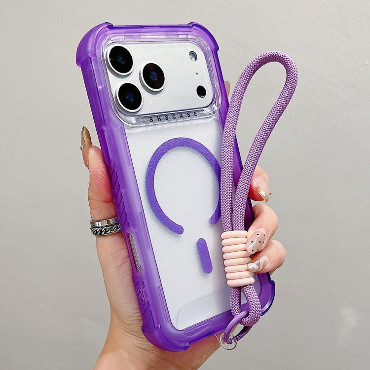 Custodia ibrida 3 in 1 MagSafe in TPU opaco trasparente con cinturino da polso., For iPhone 17 Pro Max, For iPhone 17 Pro, For iPhone 17, For iPhone Air