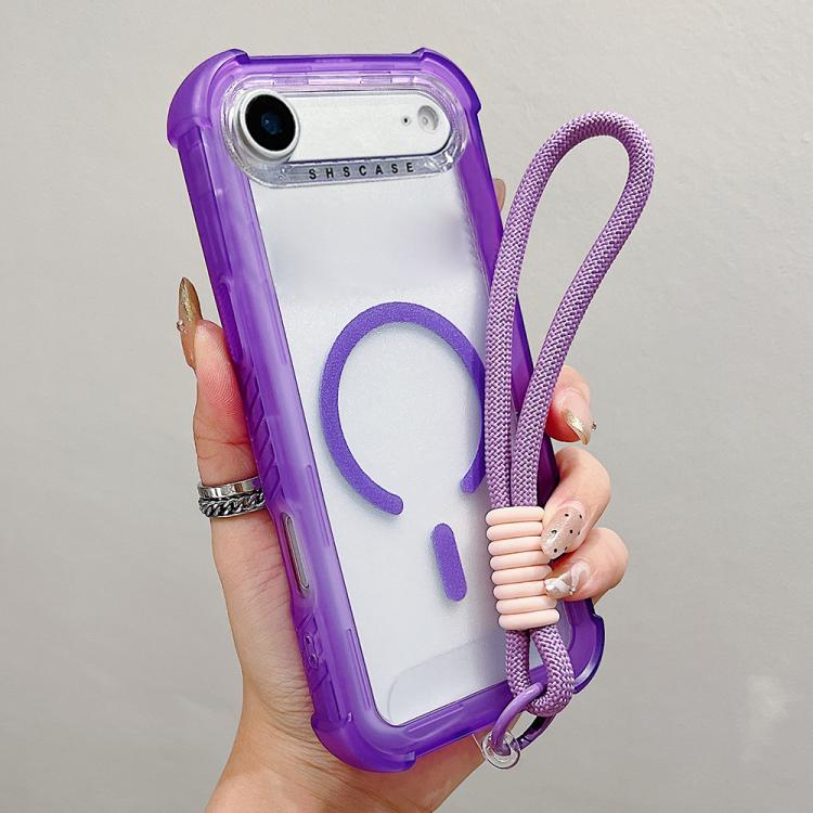 Custodia ibrida 3 in 1 MagSafe in TPU opaco trasparente con cinturino da polso., For iPhone 17 Pro Max, For iPhone 17 Pro, For iPhone 17, For iPhone Air