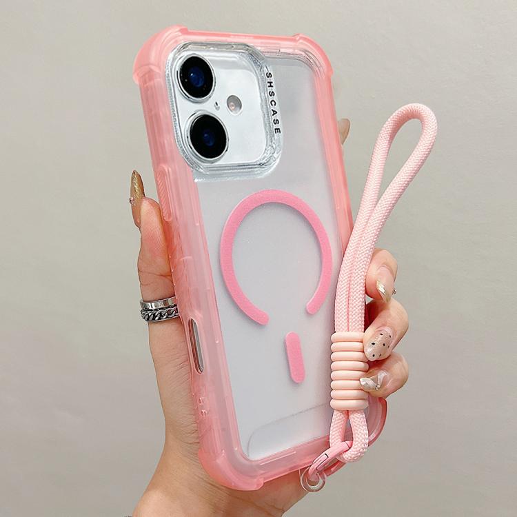 Custodia ibrida 3 in 1 MagSafe in TPU opaco trasparente con cinturino da polso., For iPhone 17 Pro Max, For iPhone 17 Pro, For iPhone 17, For iPhone Air