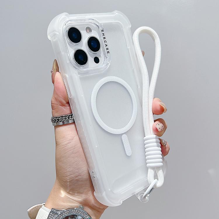 Custodia ibrida 3 in 1 MagSafe in TPU opaco trasparente con cinturino da polso., For iPhone 15 Pro Max, For iPhone 15 Pro, For iPhone 15 Plus, For iPhone 15