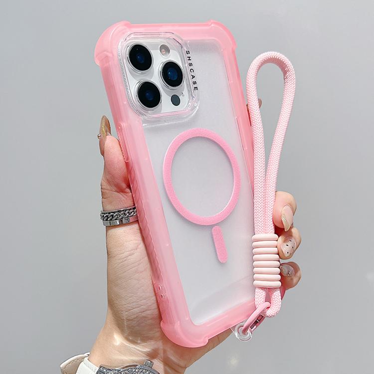 Custodia ibrida 3 in 1 MagSafe in TPU opaco trasparente con cinturino da polso., For iPhone 14 Plus, For iPhone 14, For iPhone 14 Pro, For iPhone 14 Pro Max