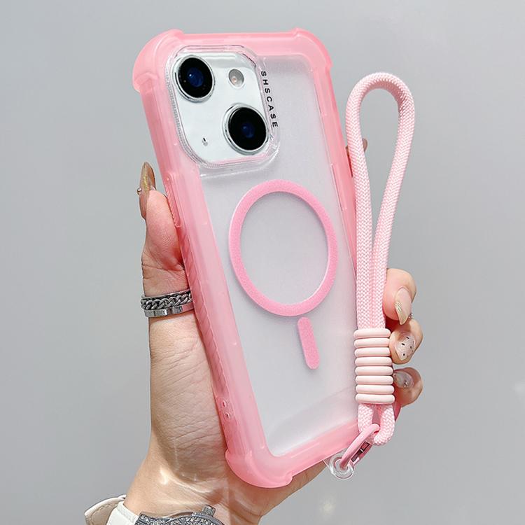Custodia ibrida 3 in 1 MagSafe in TPU opaco trasparente con cinturino da polso., For iPhone 14 Plus, For iPhone 14, For iPhone 14 Pro, For iPhone 14 Pro Max