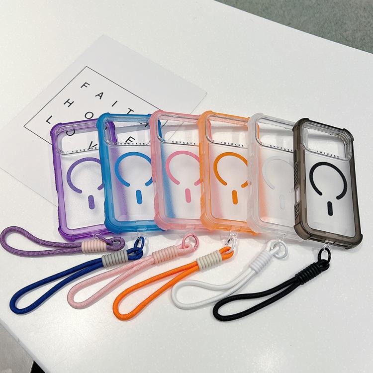 Custodia ibrida 3 in 1 MagSafe in TPU opaco trasparente con cinturino da polso., For iPhone 17 Pro Max, For iPhone 17 Pro, For iPhone 17, For iPhone Air