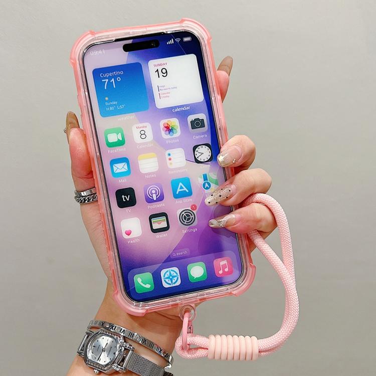 Custodia ibrida 3 in 1 MagSafe in TPU opaco trasparente con cinturino da polso., For iPhone 16 Pro Max, For iPhone 16 Pro, For iPhone 16 Plus, For iPhone 16