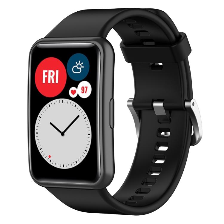 Cinturino per orologio xDfind in silicone con fibbia in acciaio color argento tinta unita, For Huawei Watch Fit New