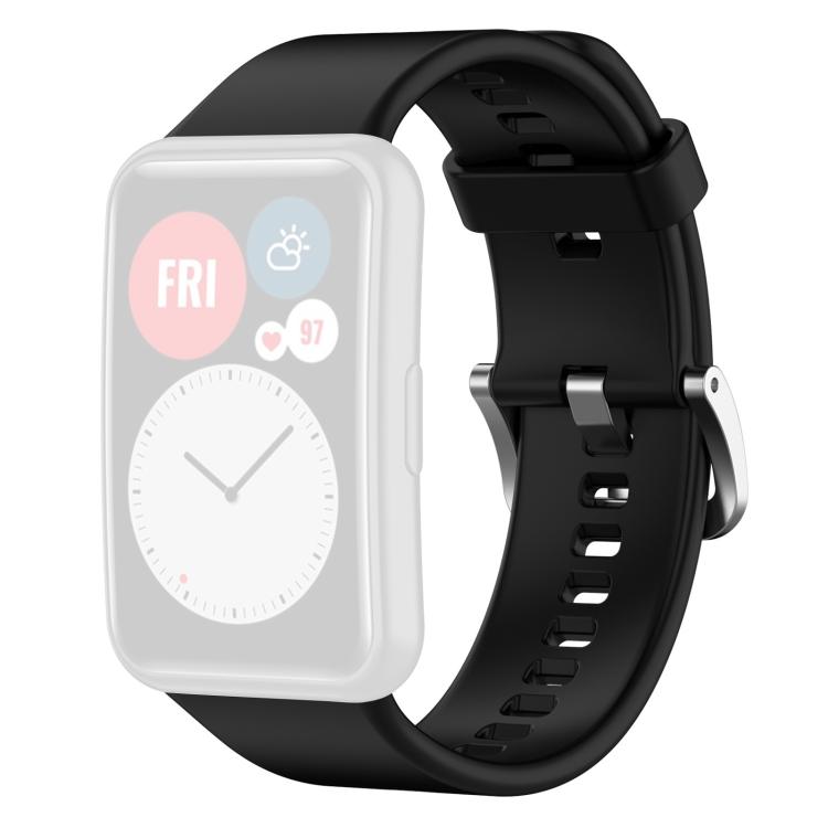Cinturino per orologio xDfind in silicone con fibbia in acciaio color argento tinta unita, For Huawei Watch Fit New