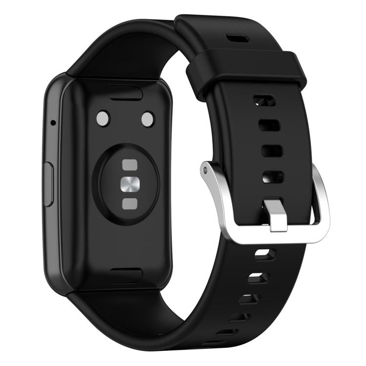 Cinturino per orologio xDfind in silicone con fibbia in acciaio color argento tinta unita, For Huawei Watch Fit New