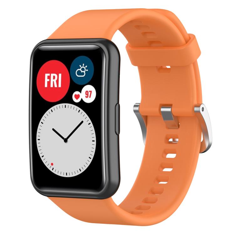 Cinturino per orologio xDfind in silicone con fibbia in acciaio color argento tinta unita, For Huawei Watch Fit New