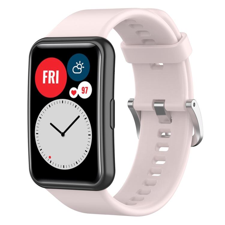 Cinturino per orologio xDfind in silicone con fibbia in acciaio color argento tinta unita, For Huawei Watch Fit New