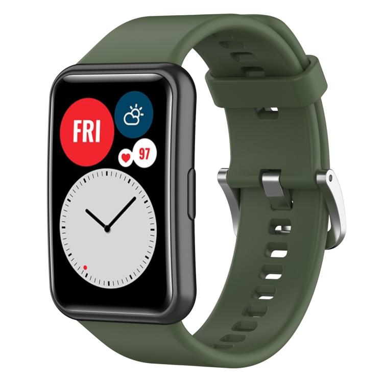 Cinturino per orologio xDfind in silicone con fibbia in acciaio color argento tinta unita, For Huawei Watch Fit New