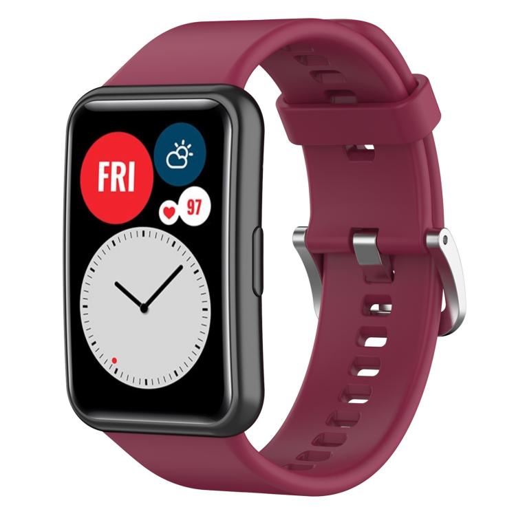 Cinturino per orologio xDfind in silicone con fibbia in acciaio color argento tinta unita, For Huawei Watch Fit New