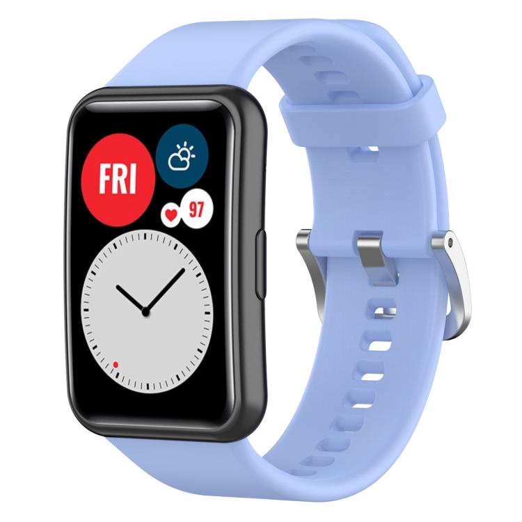 Cinturino per orologio xDfind in silicone con fibbia in acciaio color argento tinta unita, For Huawei Watch Fit New