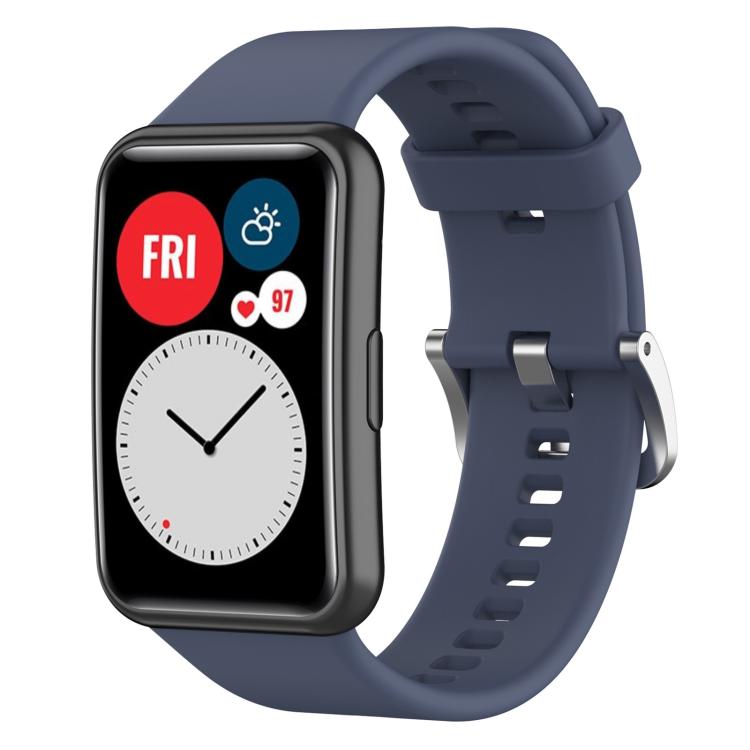 Cinturino per orologio xDfind in silicone con fibbia in acciaio color argento tinta unita, For Huawei Watch Fit New