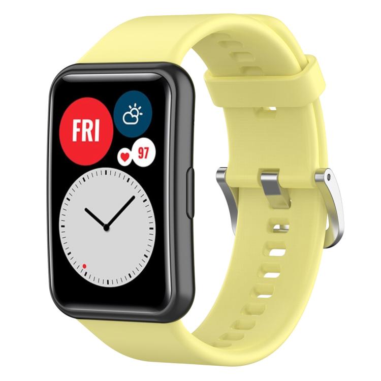 Cinturino per orologio xDfind in silicone con fibbia in acciaio color argento tinta unita, For Huawei Watch Fit New