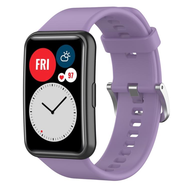 Cinturino per orologio xDfind in silicone con fibbia in acciaio color argento tinta unita, For Huawei Watch Fit New
