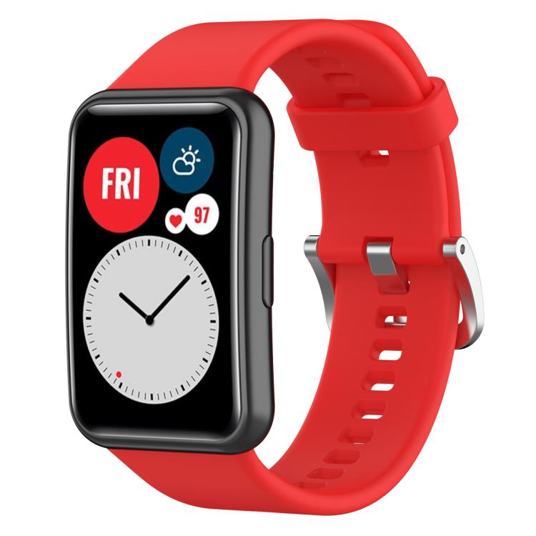 Cinturino per orologio xDfind in silicone con fibbia in acciaio color argento tinta unita, For Huawei Watch Fit New