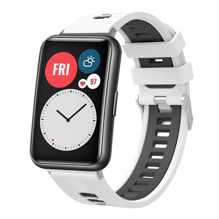 Cinturino per orologio in silicone con fibbia argentata bicolore xDfind, For Huawei Watch Fit New
