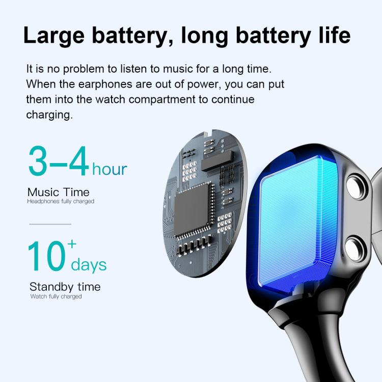 D12 Smart Watch e cuffie Bluetooth 2 in 1 con schermo TFT da 2,01 pollici, supporto per chiamate wireless