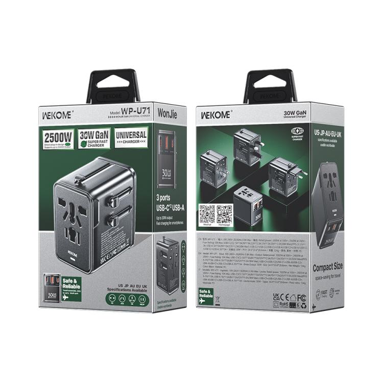 Caricabatterie da viaggio universale 30W GaN tre porte