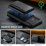 MAKGING Serie K4 MagSafe RFID Portafoglio a tre ante con custodia per telefono rimovibile, For Samsung Galaxy S24 FE 5G