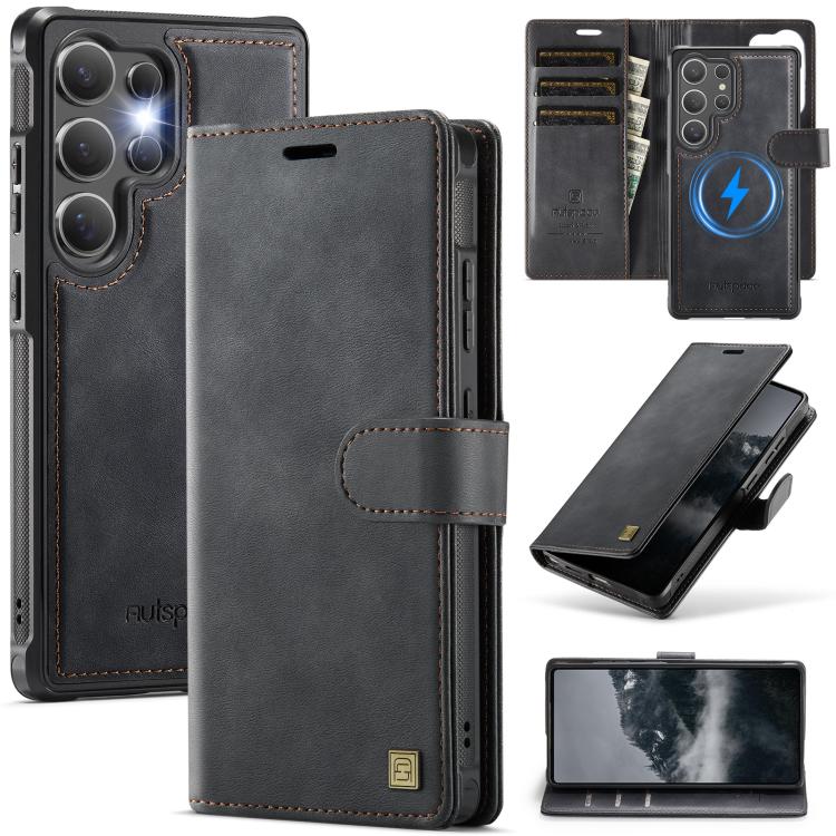 Custodia magnetica per telefono AutSpace A05 2 in 1 con texture effetto vitello retrò e MagSafe., For Samsung Galaxy S25+ 5G / S24+ 5G, For Samsung Galaxy S25 Ultra 5G, For Samsung Galaxy S24 FE 5G, For Samsung Galaxy S24 Ultra 5G