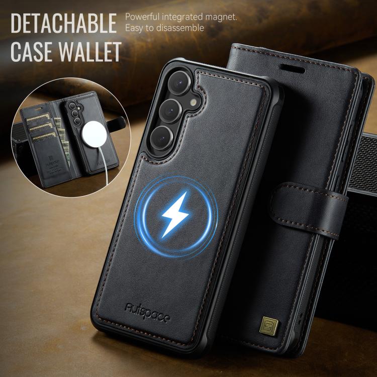 Custodia magnetica per telefono AutSpace A05 2 in 1 con texture effetto vitello retrò e MagSafe., For Samsung Galaxy S25+ 5G / S24+ 5G, For Samsung Galaxy S25 Ultra 5G, For Samsung Galaxy S24 FE 5G, For Samsung Galaxy S24 Ultra 5G