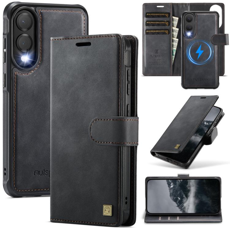 Custodia magnetica per telefono AutSpace A05 2 in 1 con texture effetto vitello retrò e MagSafe., For Samsung Galaxy S26+ 5G, For Samsung Galaxy S26 Ultra 5G, For Samsung Galaxy S26 5G, For Samsung Galaxy S25 FE 5G, For Samsung Galaxy S25 Edge 5G      ...