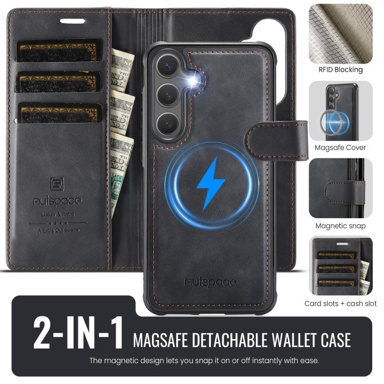 Custodia magnetica per telefono AutSpace A05 2 in 1 con texture effetto vitello retrò e MagSafe., For Samsung Galaxy S26+ 5G, For Samsung Galaxy S26 Ultra 5G, For Samsung Galaxy S26 5G, For Samsung Galaxy S25 FE 5G, For Samsung Galaxy S25 Edge 5G      ...