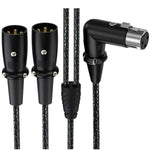 Cavo audio XLR splitter bilanciato a Y per microfono, lunghezza: 0,5 m, Female Elbow to 2xMale Elbow, Female Elbow to Male 2xStraight, Female Straight to 2xMale Elbow, Female Straight to 2xMale Straight