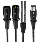Cavo audio XLR splitter bilanciato a Y per microfono, lunghezza: 0,5 m, Female Elbow to 2xMale Elbow, Female Elbow to Male 2xStraight, Female Straight to 2xMale Elbow, Female Straight to 2xMale Straight