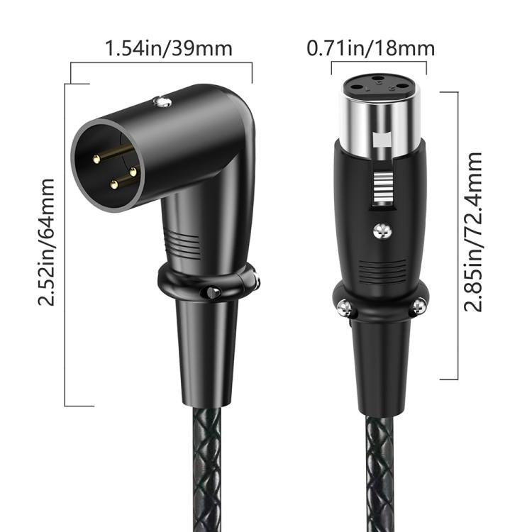Cavo audio XLR splitter bilanciato a Y per microfono, lunghezza: 0,5 m, Female Elbow to 2xMale Elbow, Female Elbow to Male 2xStraight, Female Straight to 2xMale Elbow, Female Straight to 2xMale Straight