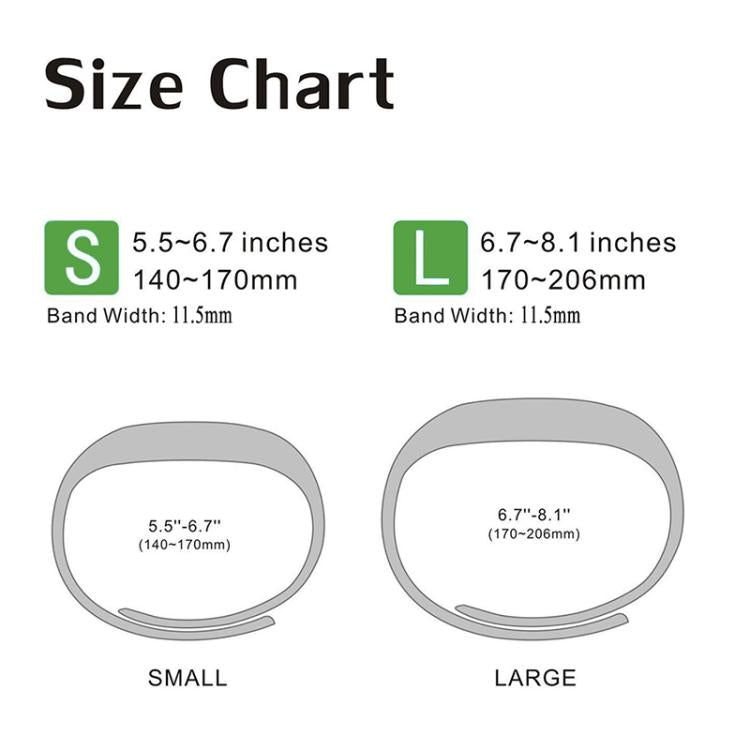 Cinturino in silicone con fibbia in metallo e pellicola traslucida per Fitbit Flex 2 xDfind, S, L