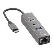 TYS-206C Type-C to 1000M RJ45 USB-A PD100W HUB Expand Converter, Type-C to 1000M RJ45